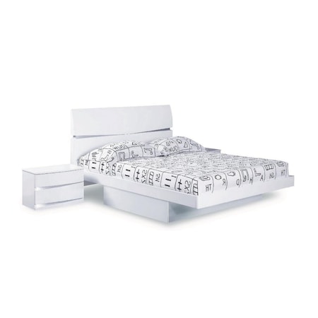 Gfancy Fixtures 85 x 72 x 42.5 in. Modern California King White High Gloss Bed GF3699925